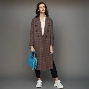 Maje Guindy double-breasted Checked Wool Coat